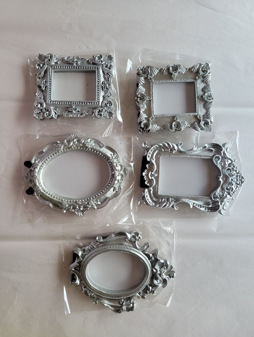 Mini Silver Resin Picture Frame Set Of 5 European Victorian